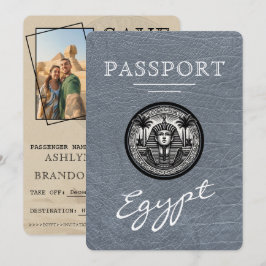 Zilver Egyptisch paspoort trouwkaart Save the Date