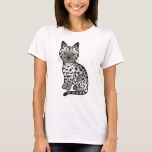 Zilver Egyptische Mau Beeldige Cartoonkat Illustra T-shirt