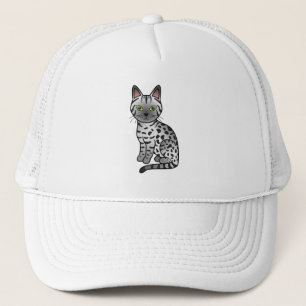 Zilver Egyptische Mau Beeldige Cartoonkat Illustra Trucker Pet