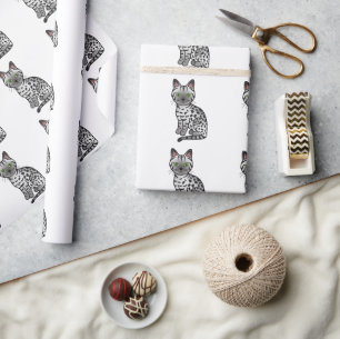 Zilver Egyptische Mau Cute Cartoon Kat Patroon Cadeaupapier