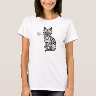 Zilver Egyptische Mau Kat Illustratie T-shirt