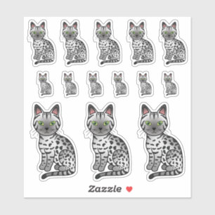 Zilver Egyptische Mau Schattige Cartoonkatten Sticker