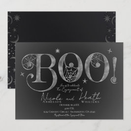 Zilver Elegant BOO Magische Halloween Verlovingsri Kaart