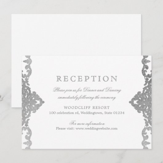 Zilver elegant  bruiloft kaart (Voorkant / Achterkant)