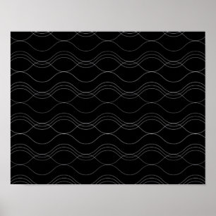 Zilver, elegant, cool, modern, eenvoudig golvend p poster