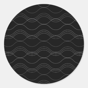 Zilver, elegant, cool, modern, eenvoudig golvend p ronde sticker