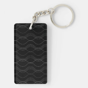 Zilver, elegant, cool, modern, eenvoudig golvend p sleutelhanger