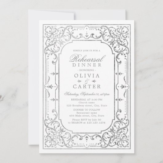 Zilver elegant   repetitief diner kaart (Voorkant)