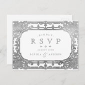 Zilver elegant  romantisch  RSVP Uitnodiging Briefkaart (Voorkant / Achterkant)