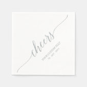 Zilver | Elegant Stylish Lettering Cheers Event Servet (Voorkant)