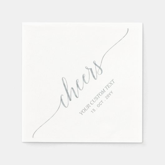 Zilver | Elegant Stylish Lettering Cheers Event Servet (Voorkant)