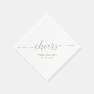 Zilver   Elegant Stylish Lettering Cheers Event Servet