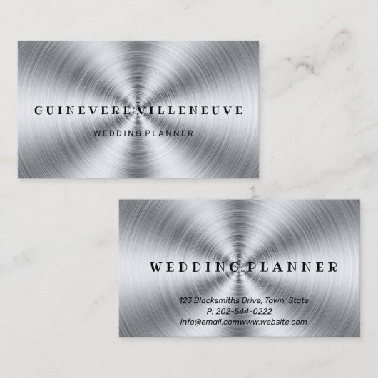 Zilver elegant visitekaartje voor trouwplanning (Voorkant / Achterkant)