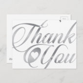Zilver elegante dank u script briefkaart (Voorkant / Achterkant)