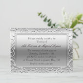 Zilver Elegante Glamour Wedding Event Uitnodiginge Kaart (Staand voorkant)