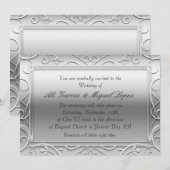 Zilver Elegante Glamour Wedding Event Uitnodiginge Kaart (Voorkant / Achterkant)