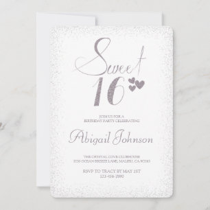 Zilver Elegante Meisjes Sweet 16 Verjaardag Kaart