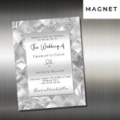 Zilver elegante moderne bruiloft magnetische uitnodiging