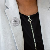 Zilver elegante naamplaatje ronde button 3,2 cm