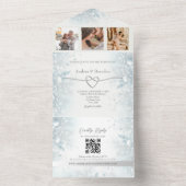 Zilver Elegante Winter Wedding All In One Uitnodiging (Binnen)