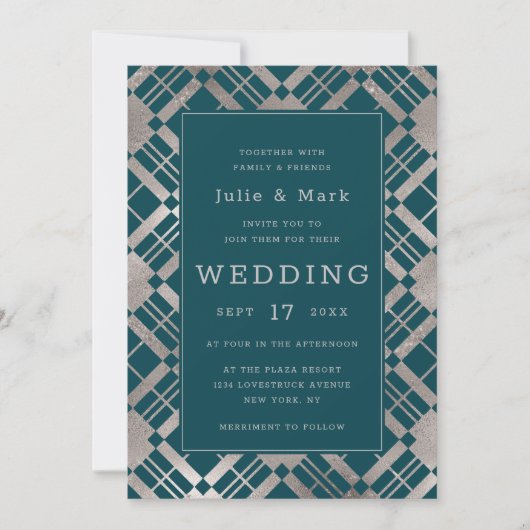 Zilver & elke kleur achtergrond rustieke geruite b kaart (Voorkant)