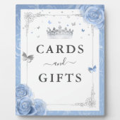 Zilver en Baby Blue Rozen Kaarten en cadeaubonnen Fotoplaat (Voorkant)