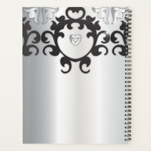 Zilver en Black Glam Elegant Trendy Jaarlijks Planner (Achterkant)