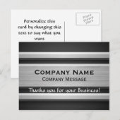 Zilver en Black Metal Look Business Bedankt Briefkaart (Voorkant / Achterkant)