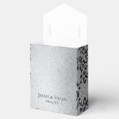 Zilver en Black Swirl Gothic Wedding Bedankdoosjes (Geopend)