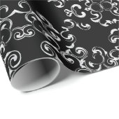 Zilver en Black Swirl Gothic Wedding Cadeaupapier (Rol Hoek)