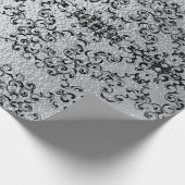Zilver en Black Swirl Gothic Wedding Cadeaupapier (Hoek)