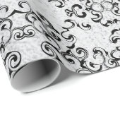 Zilver en Black Swirl Gothic Wedding Cadeaupapier (Rol Hoek)