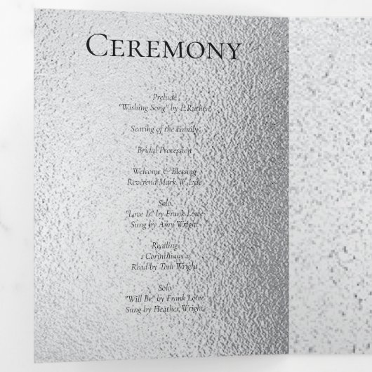 Zilver en Black Swirl Gothic Wedding Drieluik Programma (Binnenzijde eerst)