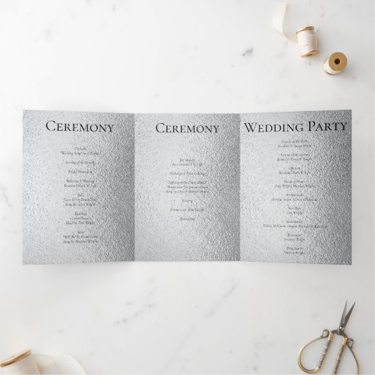 Zilver en Black Swirl Gothic Wedding Drieluik Programma (Binnen)