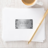 Zilver en Black Swirl Gothic Wedding Etiket (Insitu)