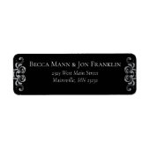 Zilver en Black Swirl Gothic Wedding Etiket (Voorkant)