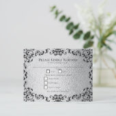 Zilver en Black Swirl Gothic Wedding Feestdagenkaart (Staand voorkant)