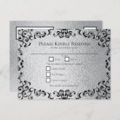 Zilver en Black Swirl Gothic Wedding Feestdagenkaart (Voorkant / Achterkant)