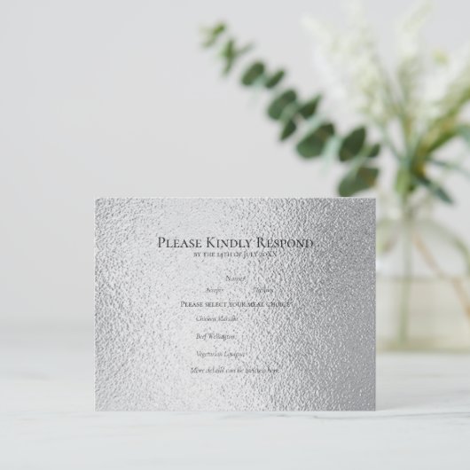 Zilver en Black Swirl Gothic Wedding Feestdagenkaart (Staand voorkant)