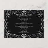 Zilver en Black Swirl Gothic Wedding Informatiekaartje (Voorkant)