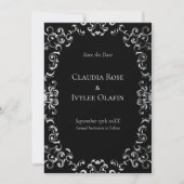 Zilver en Black Swirl Gothic Wedding Kaart (Voorkant)