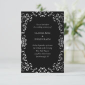 Zilver en Black Swirl Gothic Wedding Kaart (Staand voorkant)