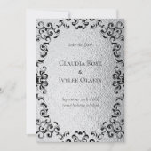 Zilver en Black Swirl Gothic Wedding Kaart (Voorkant)