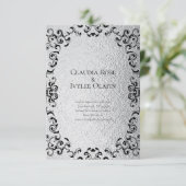 Zilver en Black Swirl Gothic Wedding Kaart (Staand voorkant)