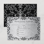 Zilver en Black Swirl Gothic Wedding Kaart (Voorkant / Achterkant)