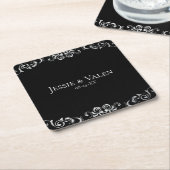 Zilver en Black Swirl Gothic Wedding Kartonnen Onderzetters (Schuin)