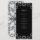 Zilver en Black Swirl Gothic Wedding Menu (Voorkant / Achterkant)