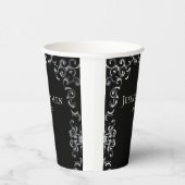 Zilver en Black Swirl Gothic Wedding Papieren Bekers (Rechts)
