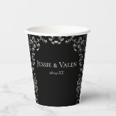 Zilver en Black Swirl Gothic Wedding Papieren Bekers (Voorkant)