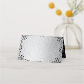 Zilver en Black Swirl Gothic Wedding Plaatskaartje (Voorkant)
